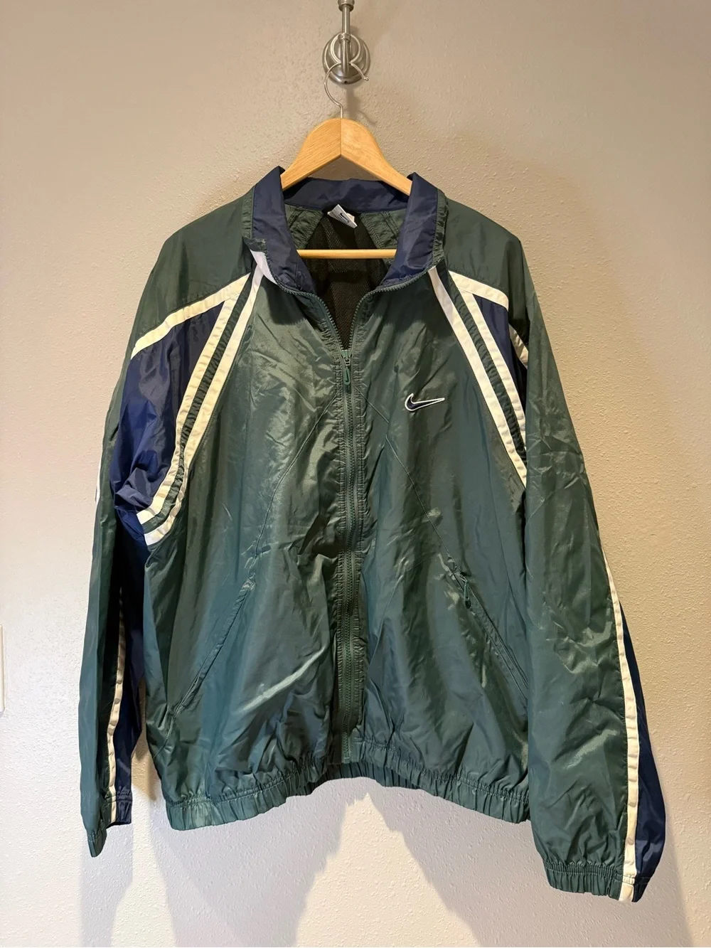 Vintage Nike Swoosh Full Zip Colorblock Windbreaker Jacket Size XL